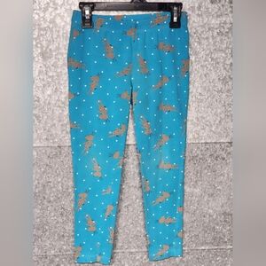 Faded Glory Blue Reindeer Leggings Girls 8